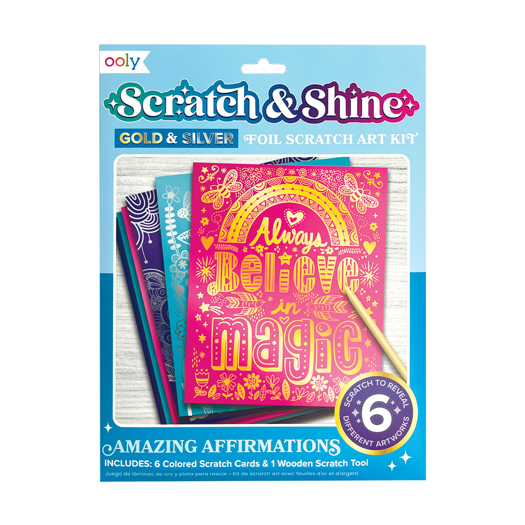 Scratch and Shine Foil Scratch Art Kit - Amazing Affirmations