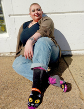 Load image into Gallery viewer, Bat & Black Cat Socks - Adults (sm)