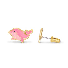 Load image into Gallery viewer, Cutie Enamel Studs Glitter Pink Dazzling Dolphin