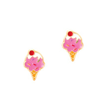 Load image into Gallery viewer, Cutie Enamel Studs Strawberry IceCream Cone