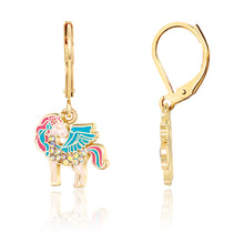 Load image into Gallery viewer, Crystal Unicorn Lever Back Earrings