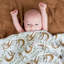 Load image into Gallery viewer, lulujo: CLASSIC Muslin Swaddle ~ Modern Sloth
