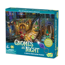 Load image into Gallery viewer, Seek & Find Glow Puzzle: Gnomes At Night
