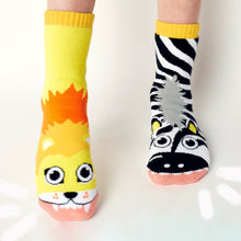 Load image into Gallery viewer, Lion & Zebra Kids Collectible Mismatched Socks