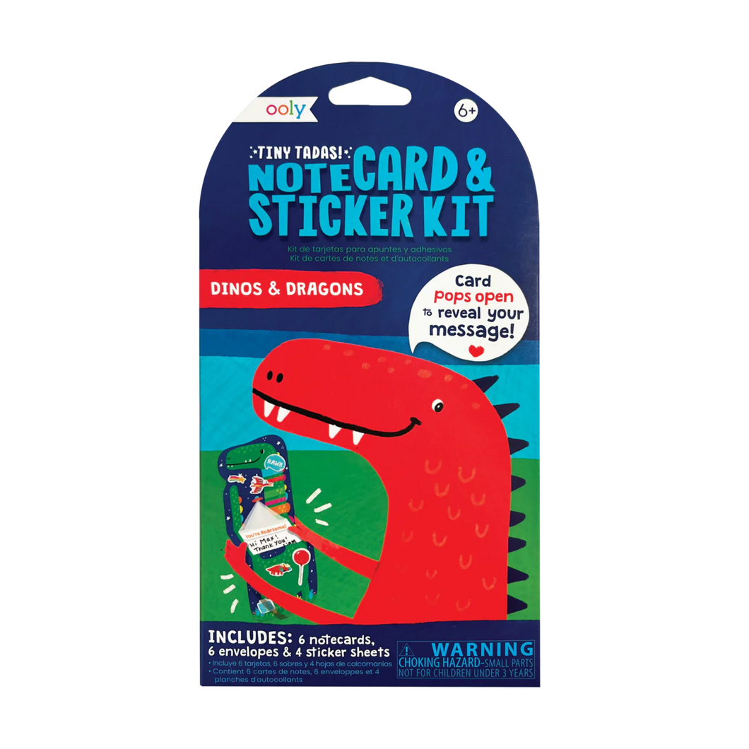 Tiny Tadas! Note Cards and Sticker Set - Dinos and Dragons