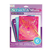 Load image into Gallery viewer, Scratch and Shine Foil Scratch Art Kit - Geometric Animals
