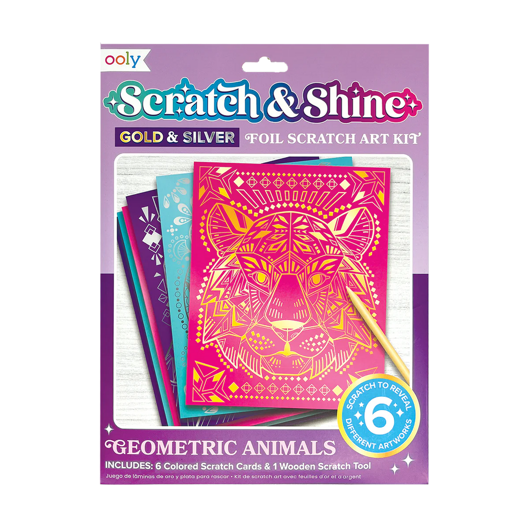 Scratch and Shine Foil Scratch Art Kit - Geometric Animals