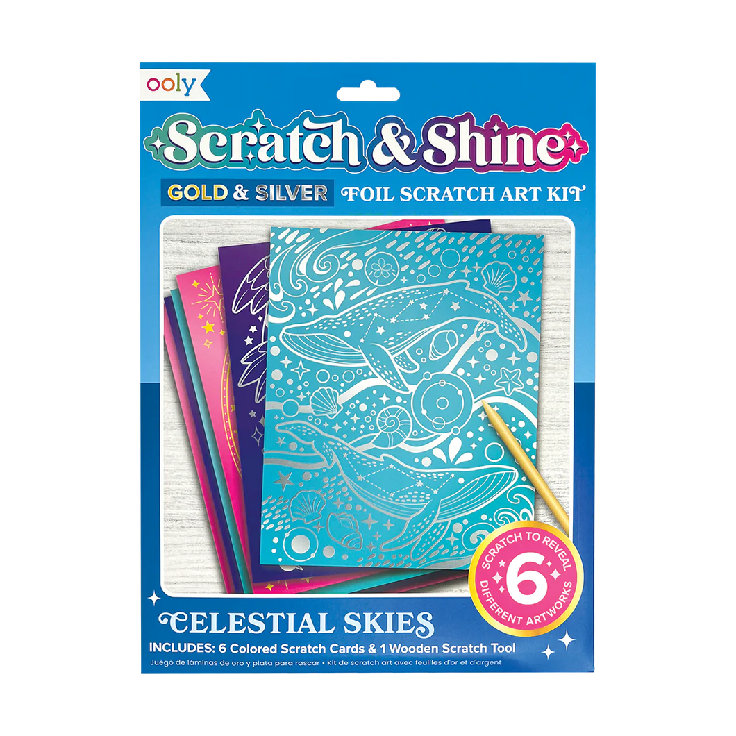 Scratch and Shine Foil Scratch Art Kit - Celestial Skies