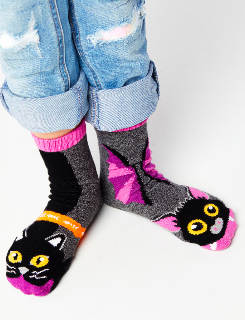 Bat & Black Cat Socks - Adults (sm)