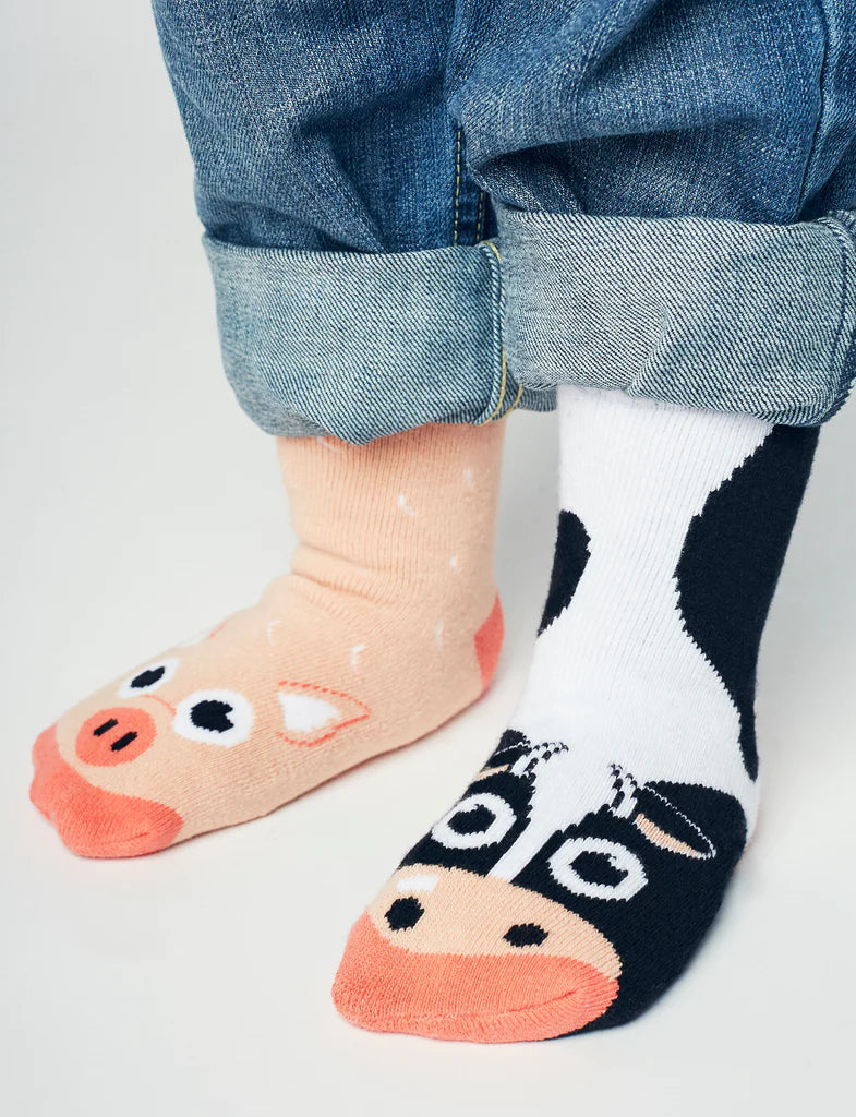 Cow & Pig Kids Collectible Mismatched Socks