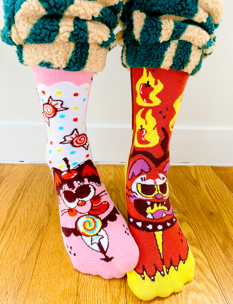 Purrty Sweet & Feline Spicy Socks - Adults (sm)