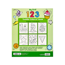 Load image into Gallery viewer, 123: Shapes + Numbers Toddler Coloring Book
