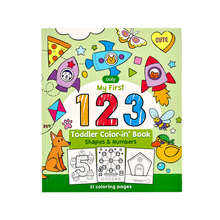 Load image into Gallery viewer, 123: Shapes + Numbers Toddler Coloring Book
