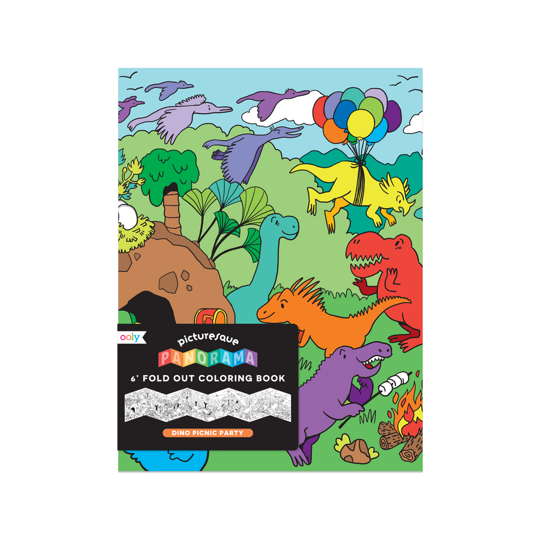 Picturesque Panorama Coloring Book - Dino Picnic Party