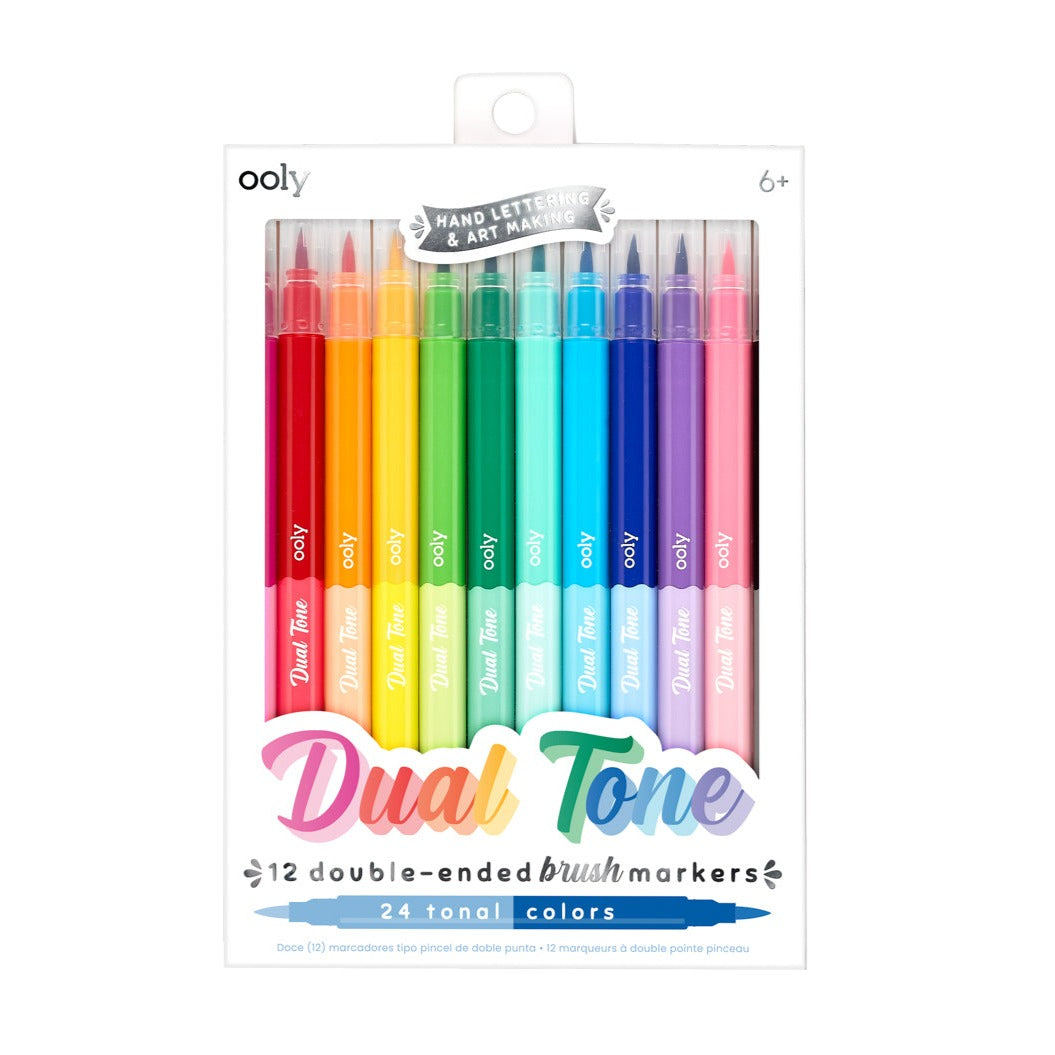 Dual Tone Double Ended Brush Markers - set of 12