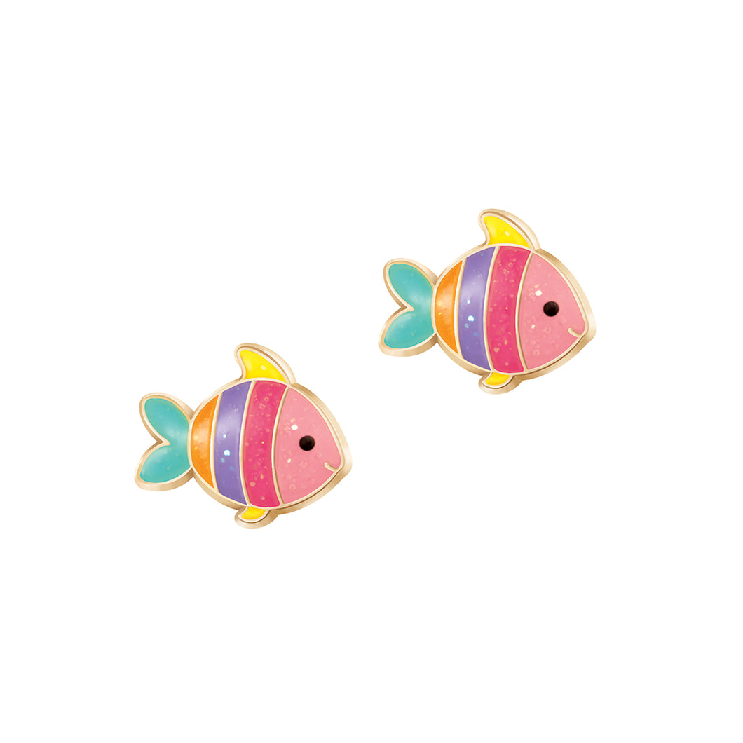 Cutie Enamel Studs Glitter Rainbow Fish