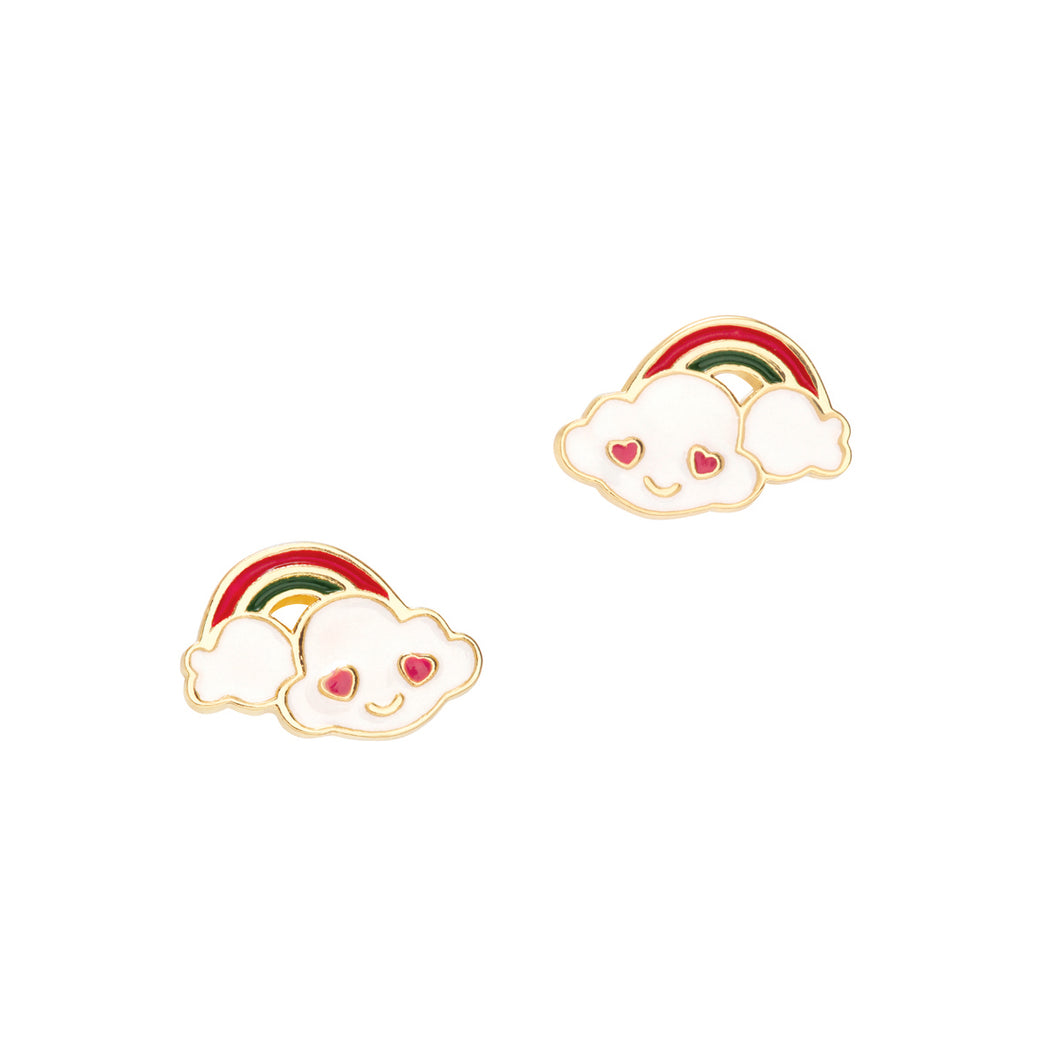 Cutie Enamel Studs Cloud with Rainbow