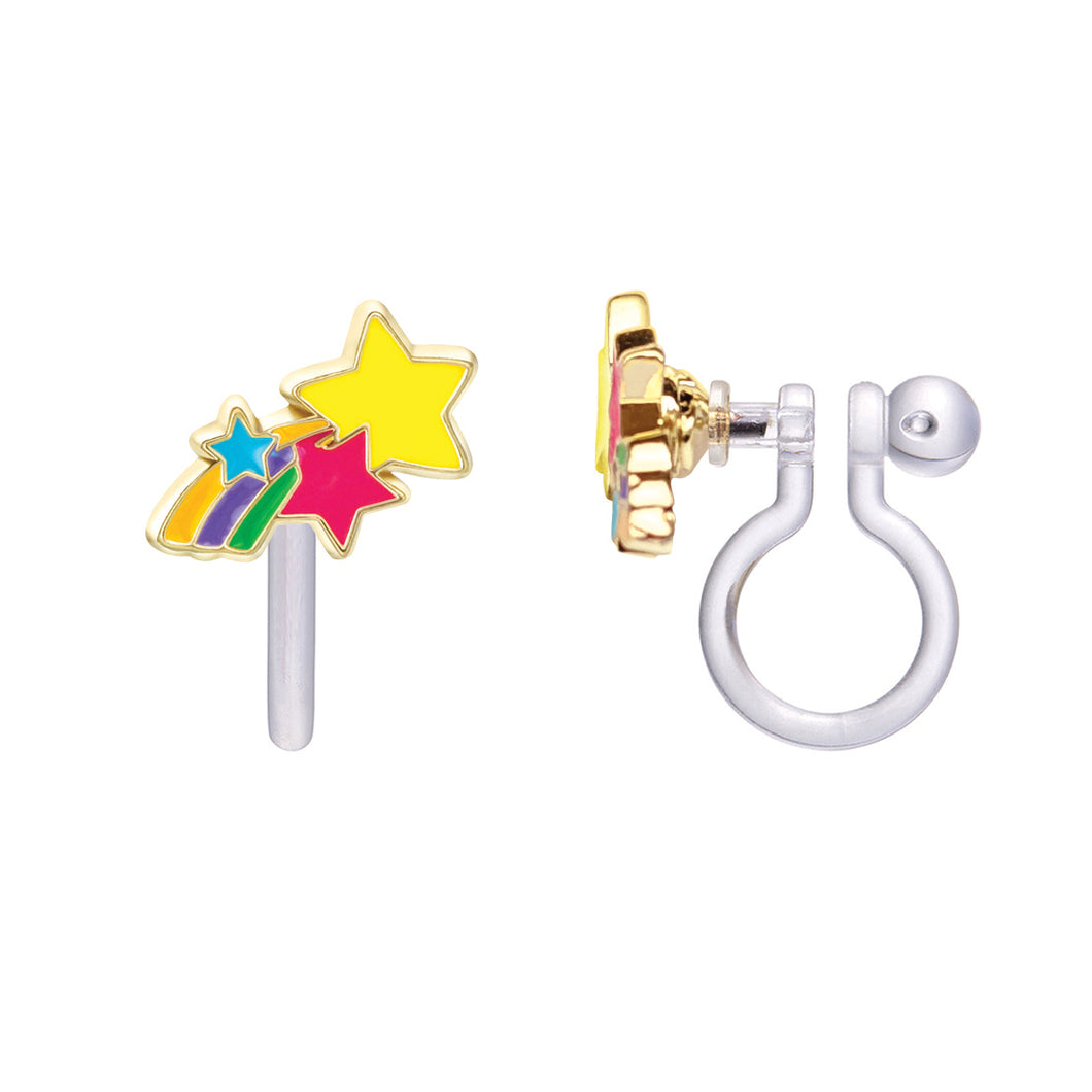 Clip-On Cutie Enamel Shooting Stars Earrings