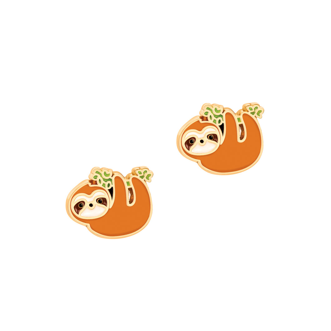 Cutie Enamel Studs Playful Sloth