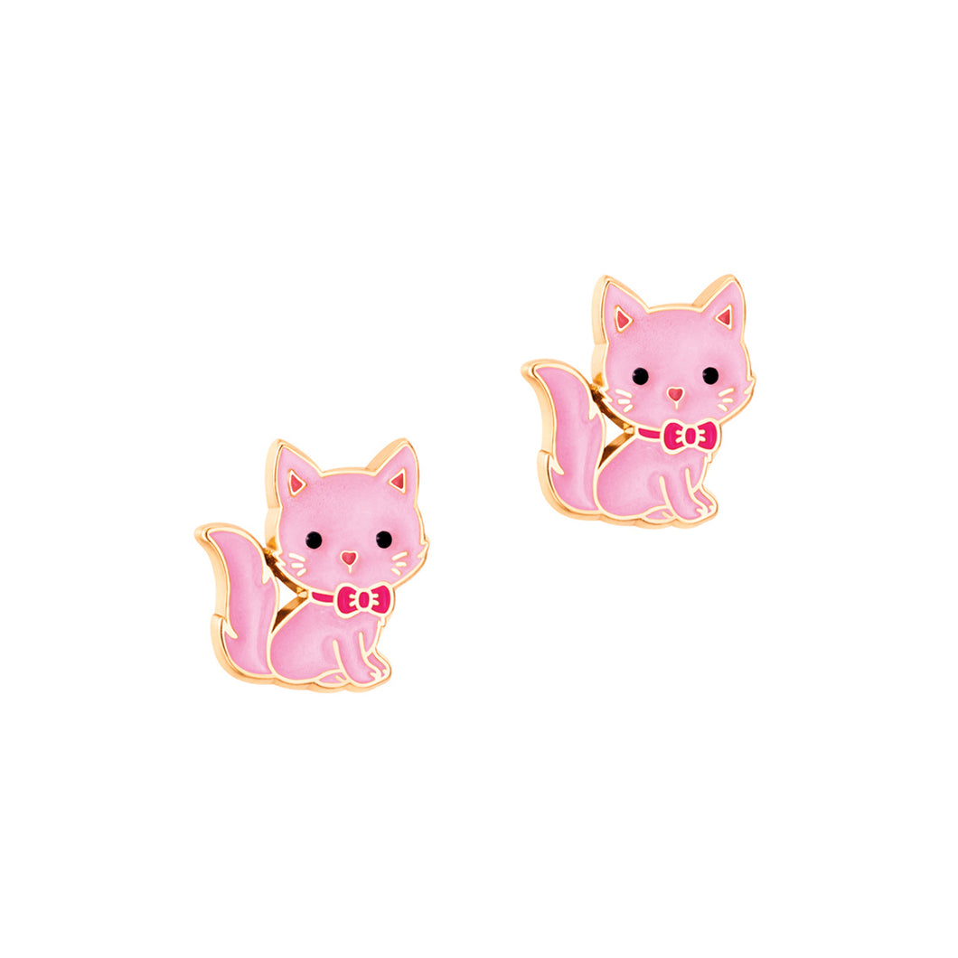 Cutie Enamel Studs Pink Kitty