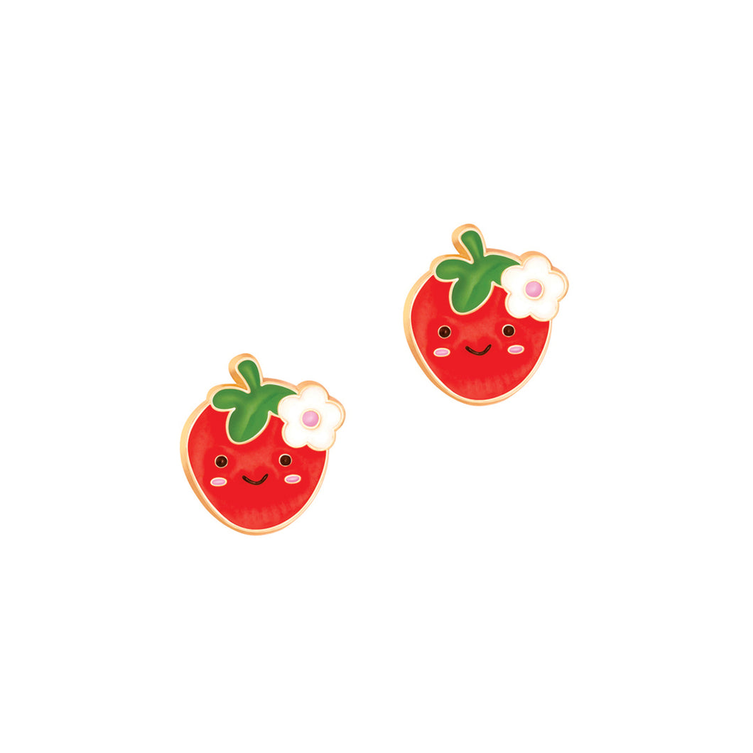 Cutie Enamel Studs Kawaii Strawberry