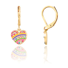 Load image into Gallery viewer, Crystal Rainbow Heart Lever Back Earrings
