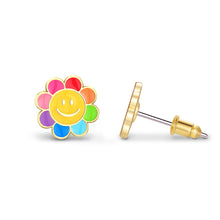 Load image into Gallery viewer, Cutie Enamel Studs Rainbow Happy Flower
