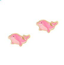 Load image into Gallery viewer, Cutie Enamel Studs Glitter Pink Dazzling Dolphin
