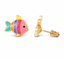 Load image into Gallery viewer, Cutie Enamel Studs Glitter Rainbow Fish
