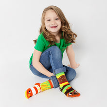 Load image into Gallery viewer, Burger &amp; Fries Kids Collectible Mismatched Socks - Crowded Teeth Artist Series
