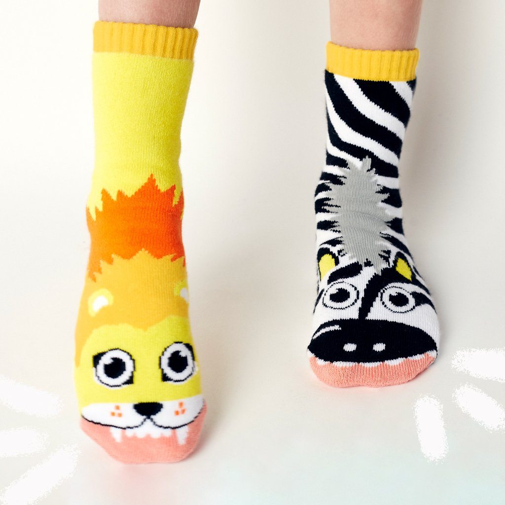 Lion & Zebra Kids Collectible Mismatched Socks