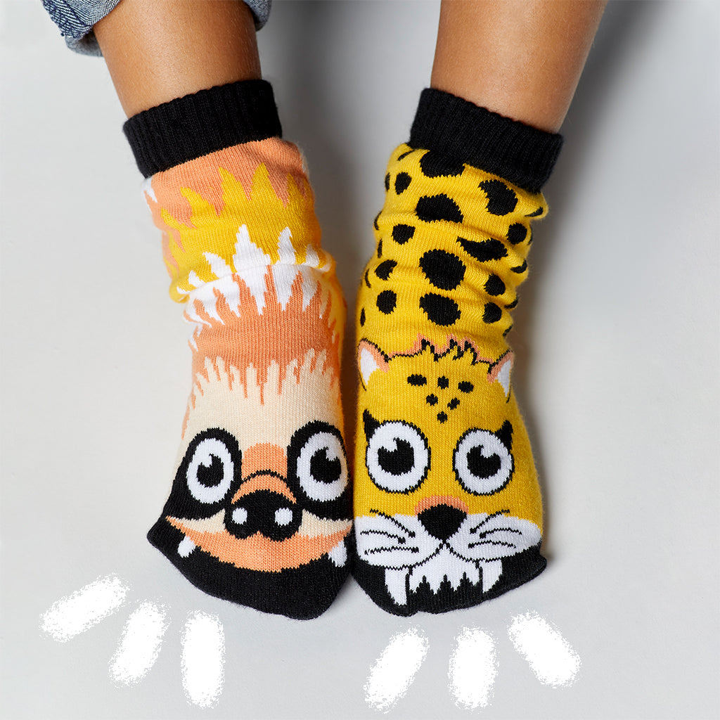 Sloth & Cheetah Kids Collectible Mismatched Socks